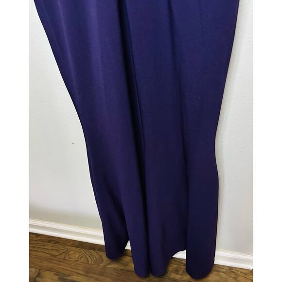 JS COLLECTION Eggplant Purple Lace Back Mermaid Ottoman Style Gown Dress - Picture 6 of 16